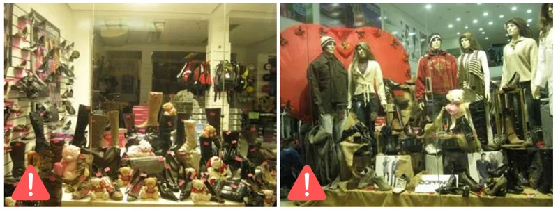 Jeito ruim de montar o layout da vitrine de loja