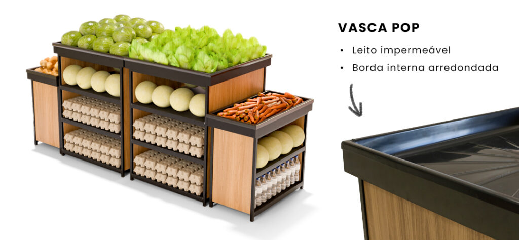 Móvel expositor para hortifruti