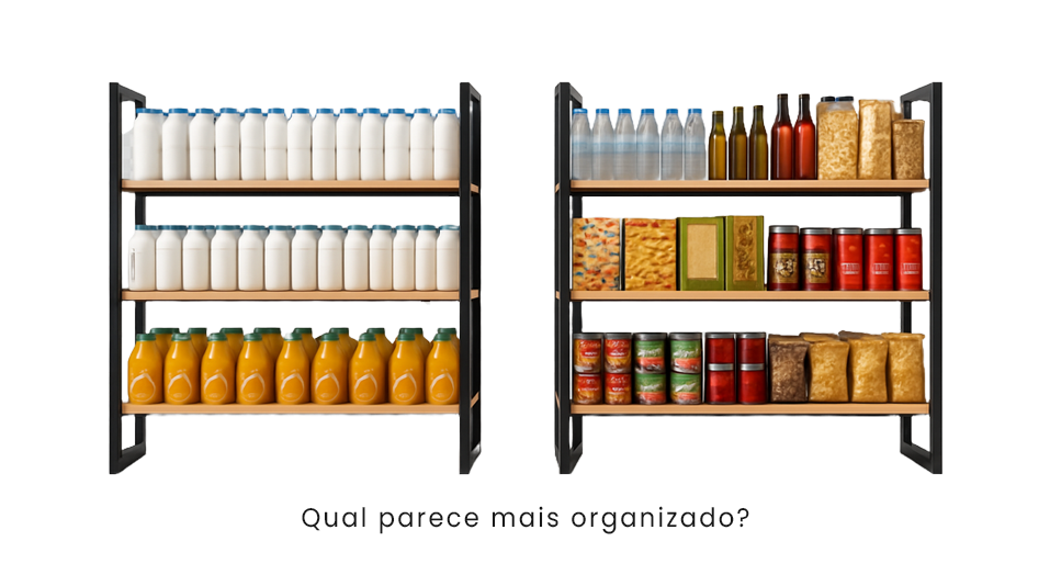 Qual expositor parece mais organizado?